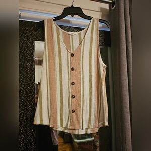 E&M Striped Flowy Tank Top Size L